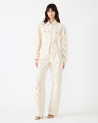 HENRIETTA Sea Mist Long-Sleeved Button-Up Eyelet Women's Jacket