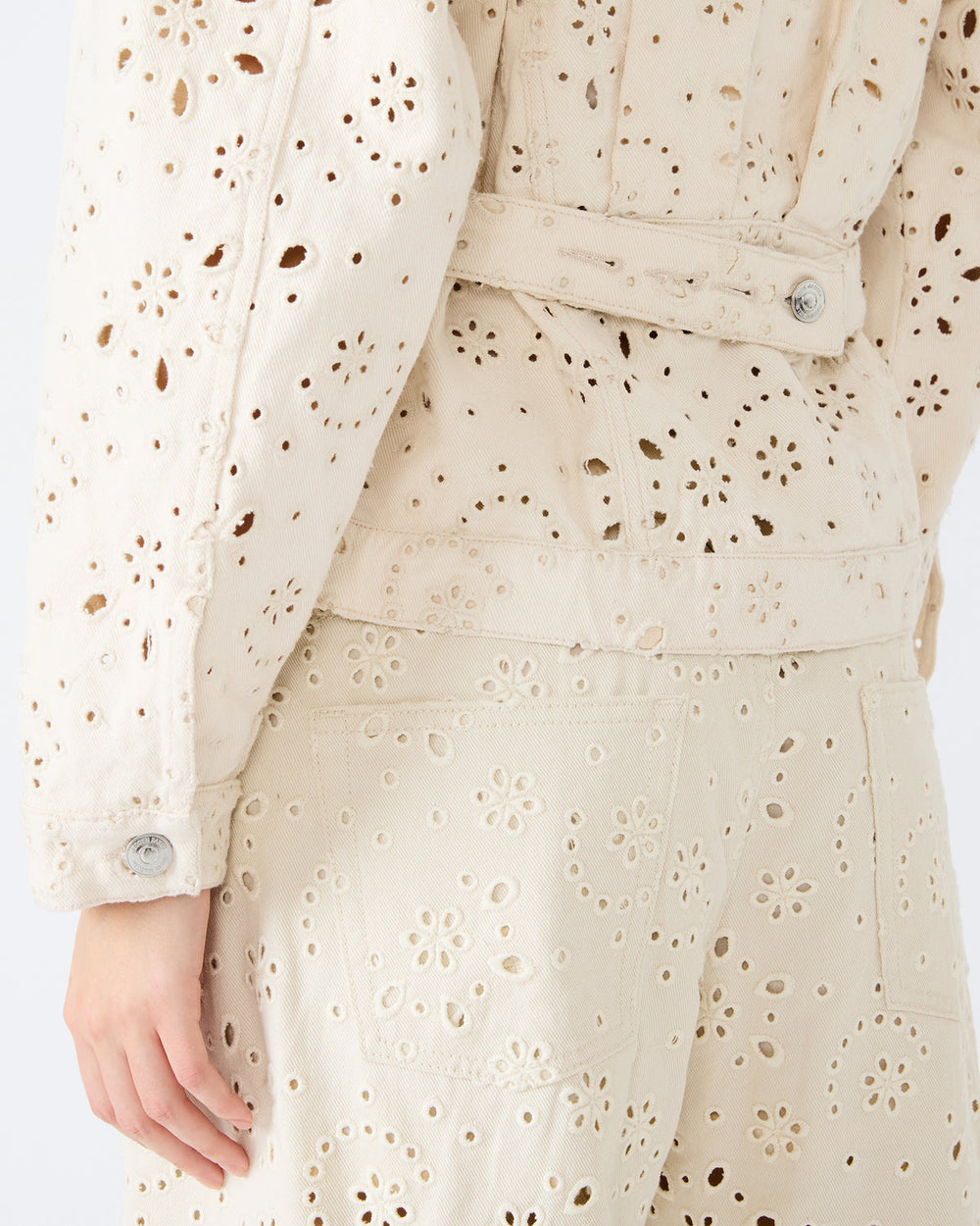 HENRIETTA Sea Mist Long-Sleeved Button-Up Eyelet Women's Jacket