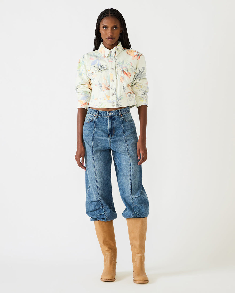 RALEIGH Vintage Ivory Long-Sleeved Button-Up Denim Women's Jacket