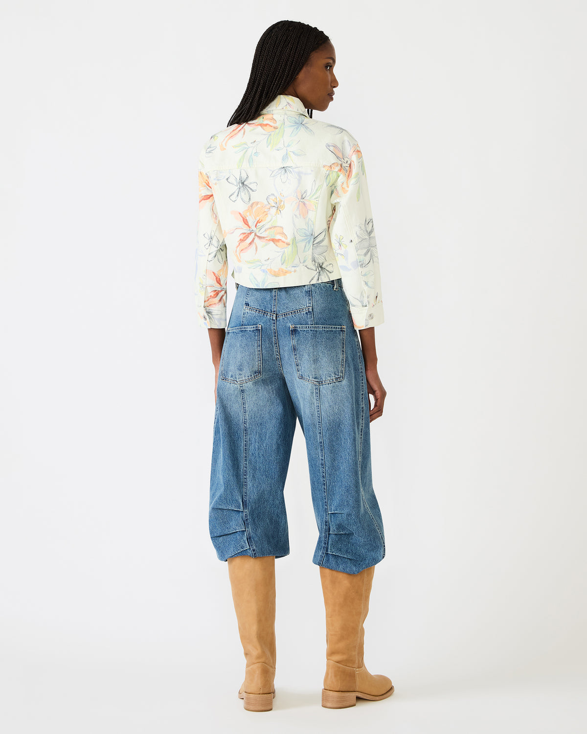 RALEIGH Vintage Ivory Long-Sleeved Button-Up Denim Women's Jacket