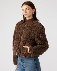 TEDDY Jacket Brown | Women's Collarless Sherpa Jacket