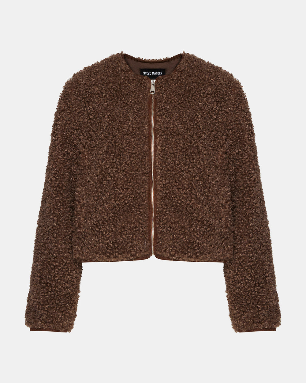 TEDDY Jacket Brown | Women's Collarless Sherpa Jacket