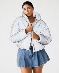 POLAR Jacket Silver | Women's Reflective Nylon Puffer Jacket