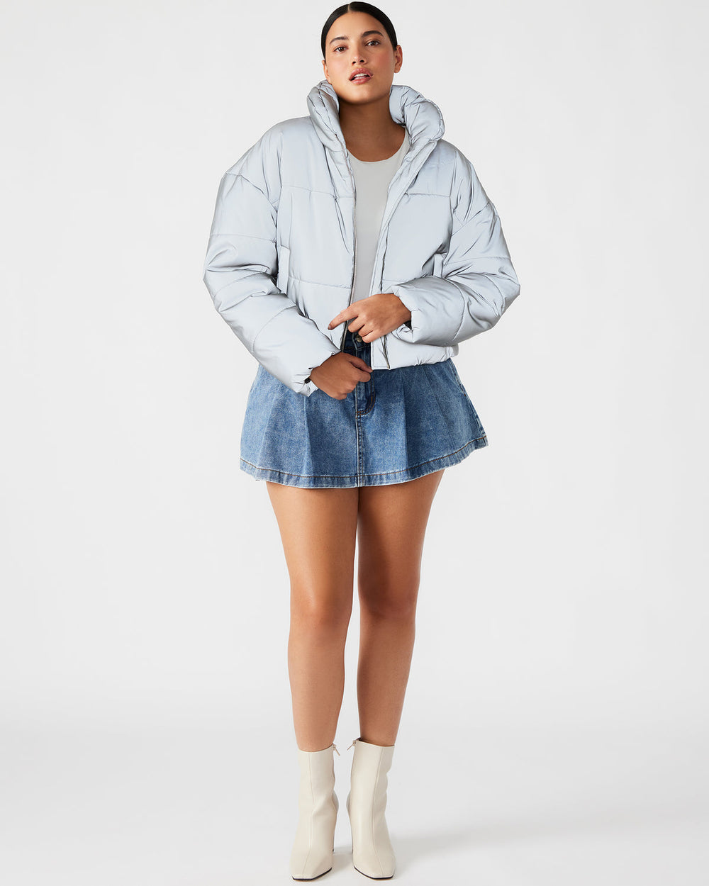 POLAR Jacket Silver | Women's Reflective Nylon Puffer Jacket