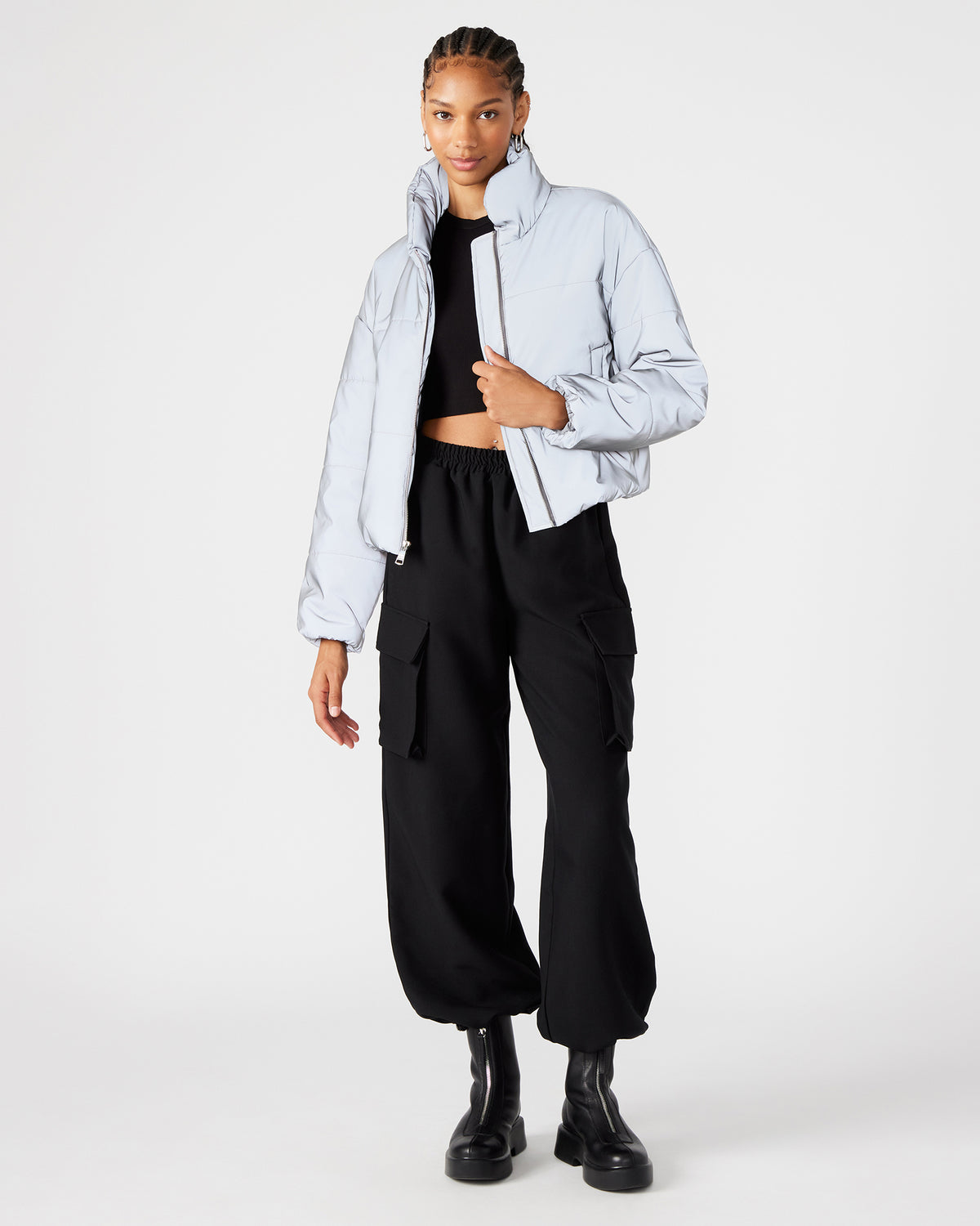 POLAR Jacket Silver | Women's Reflective Nylon Puffer Jacket