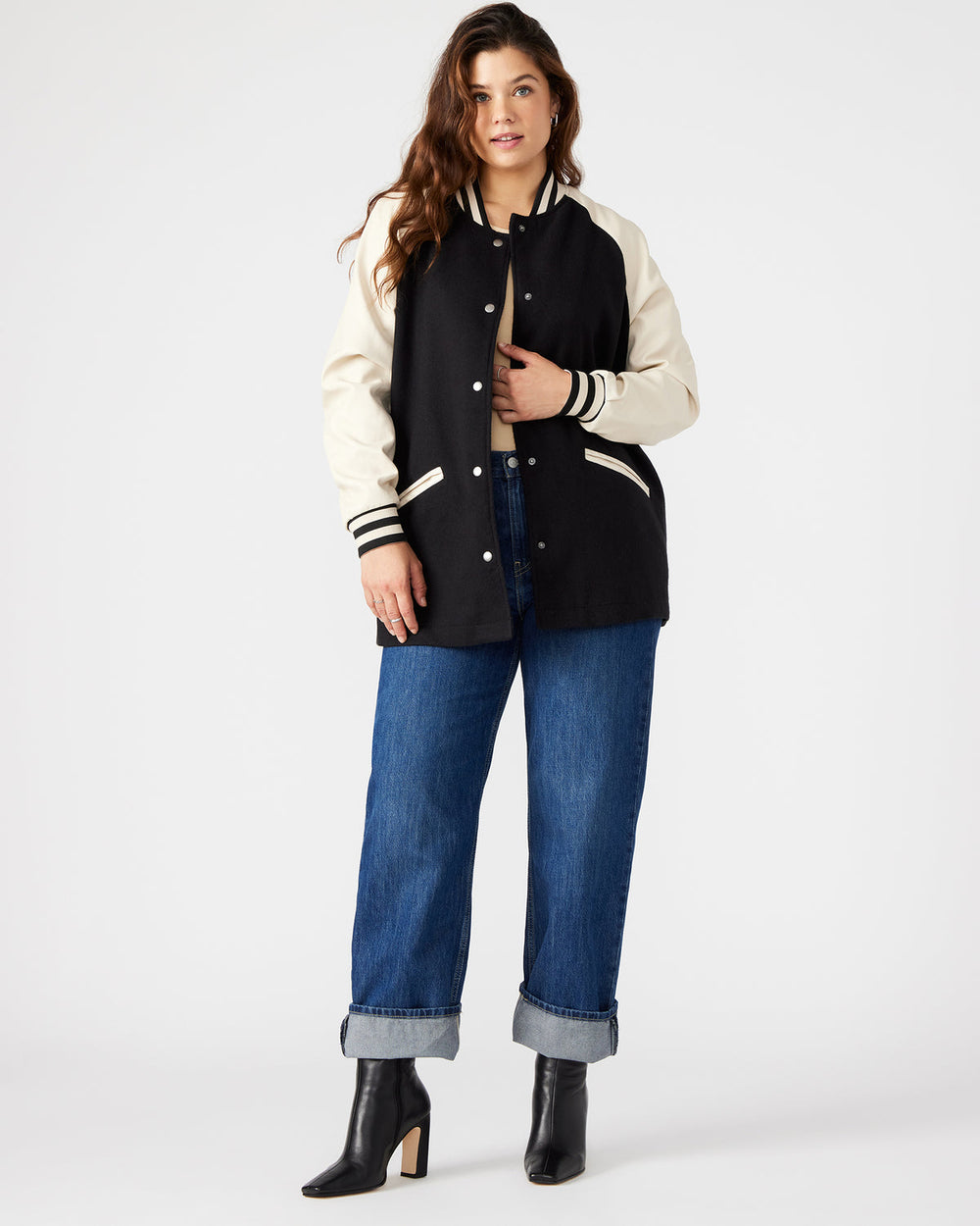 SKYLIE Jacket Black | Women's Varsity Bomber Jacket