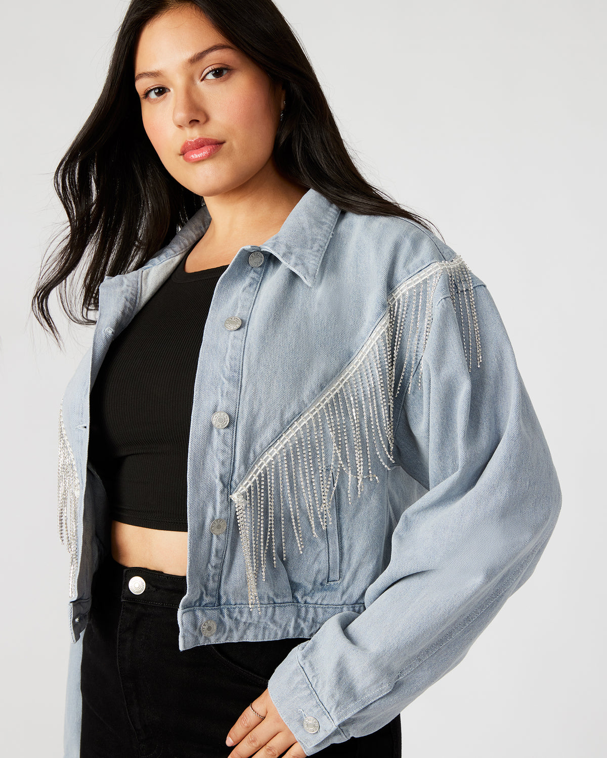 CANYON Denim Jacket | Women's Rhinestone Fringe Jacket