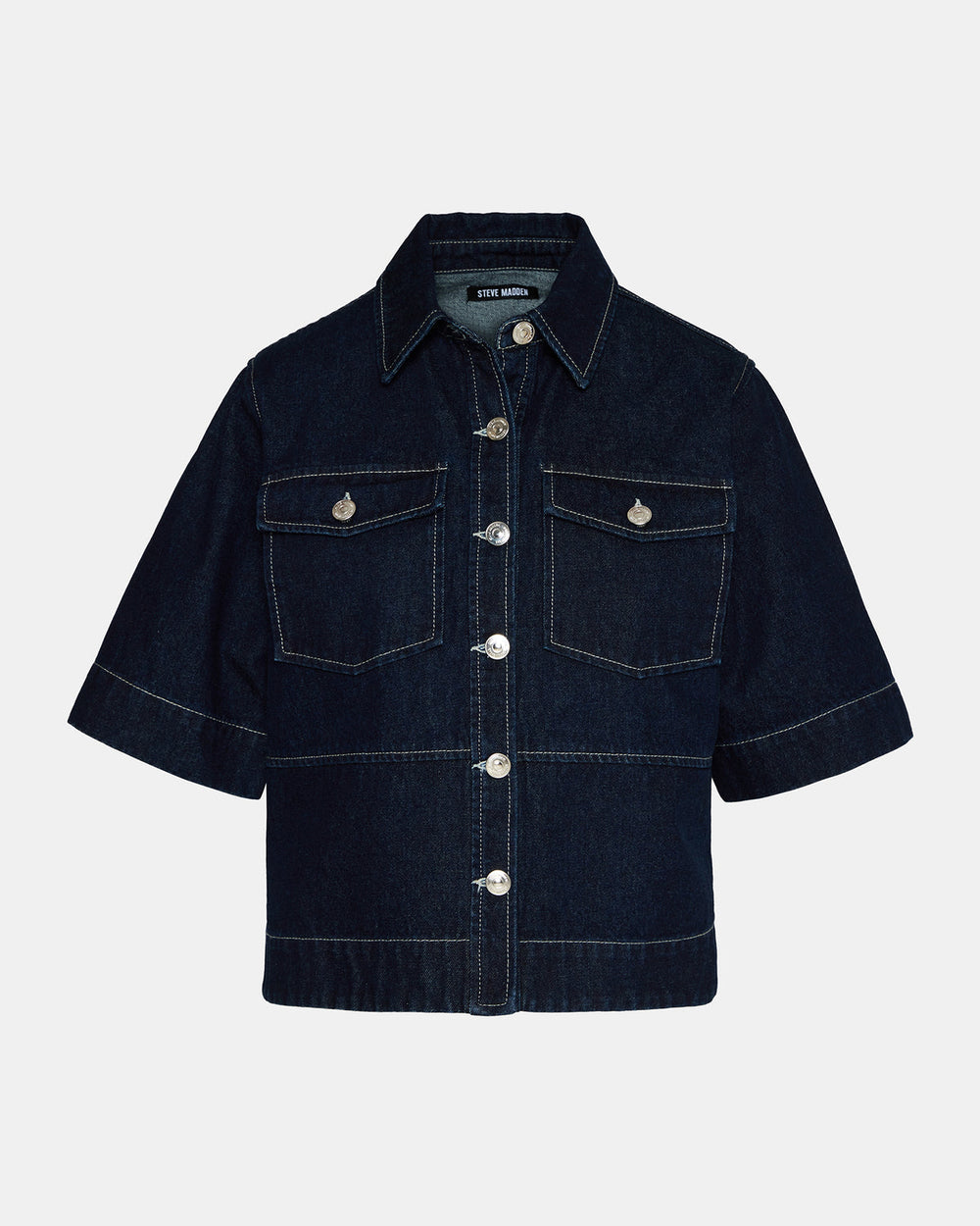 ELIANA Bijou Blue Short-Sleeved Button-Up Denim Women's Top