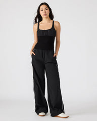LUANA Black Pull-Over Ruched Tank Top