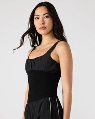 LUANA Black Pull-Over Ruched Tank Top