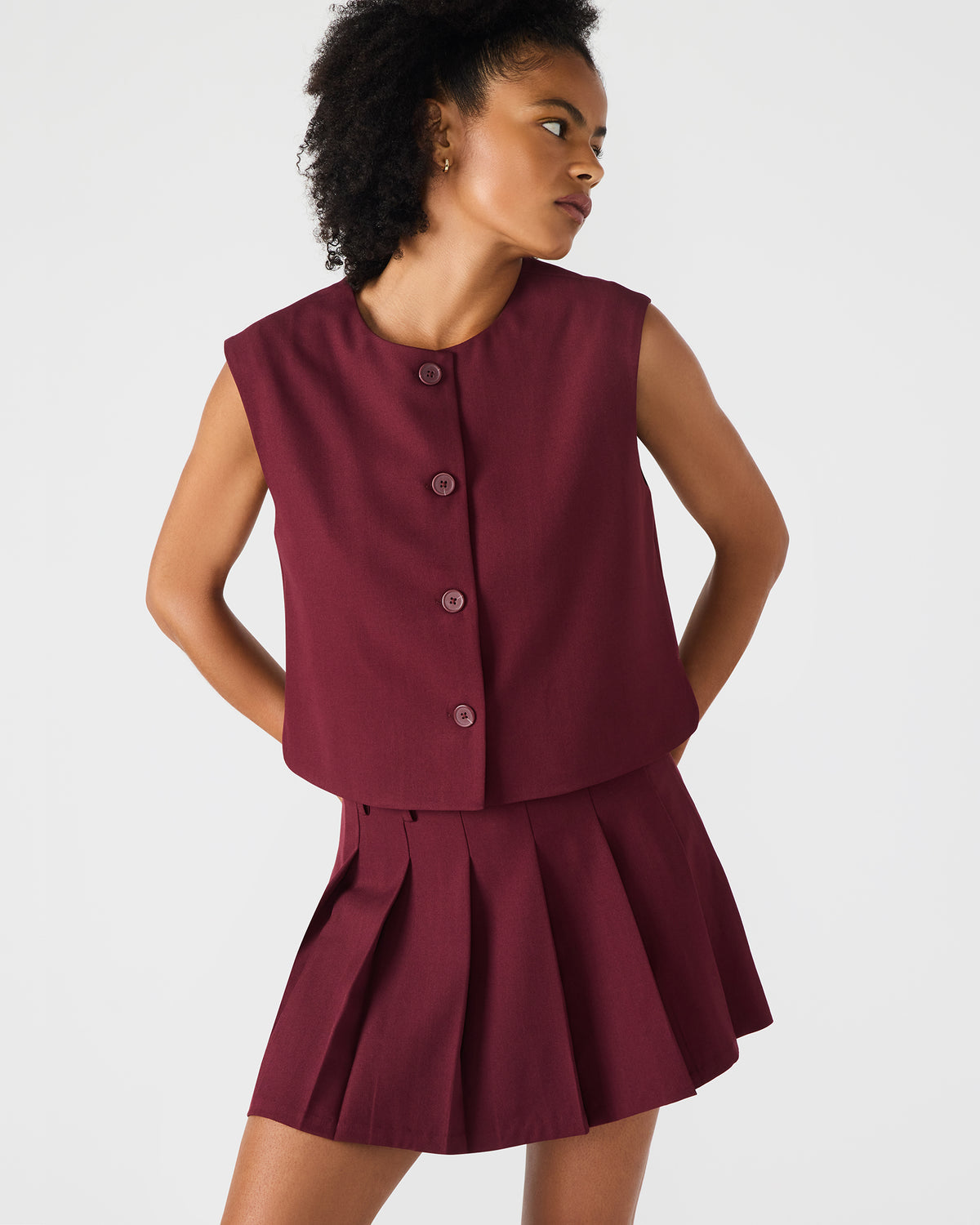 ALESSA Wine Button-Up Women's Top