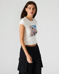 GOLDIE Antique Short-Sleeved Graphic Tee Form-Fitting Women's Top