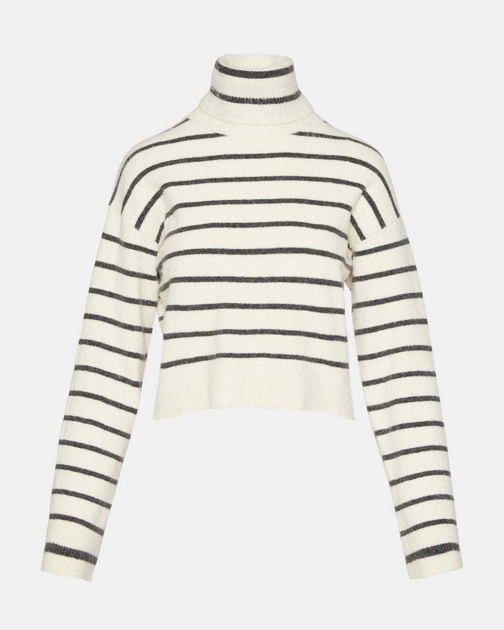 NARSHA Black/White Women's Turtleneck Stripe Sweater