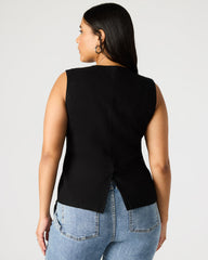 WESLEY Top Black Button-Up Vest Top