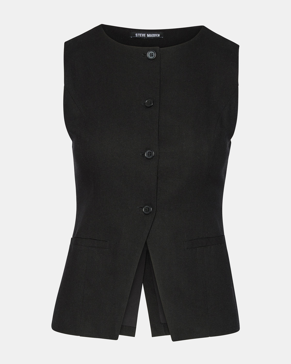 WESLEY Top Black Button-Up Vest Top