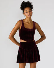 ARYANNA Wine Cropped Velvet Women's Top