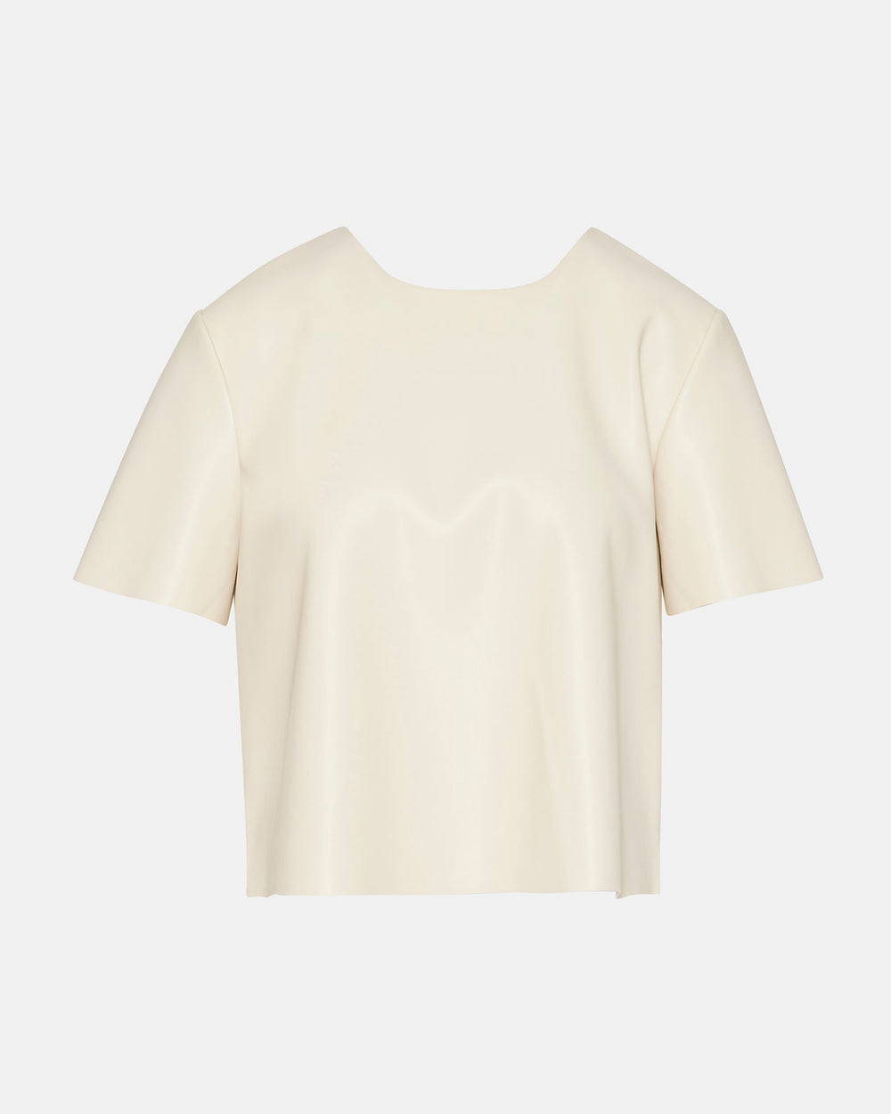 EZRA Bone Women's Short Sleeve Faux Leather Top