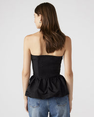 AMARI Top Black | Women's Bubble-Hem Taffeta Strapless Top