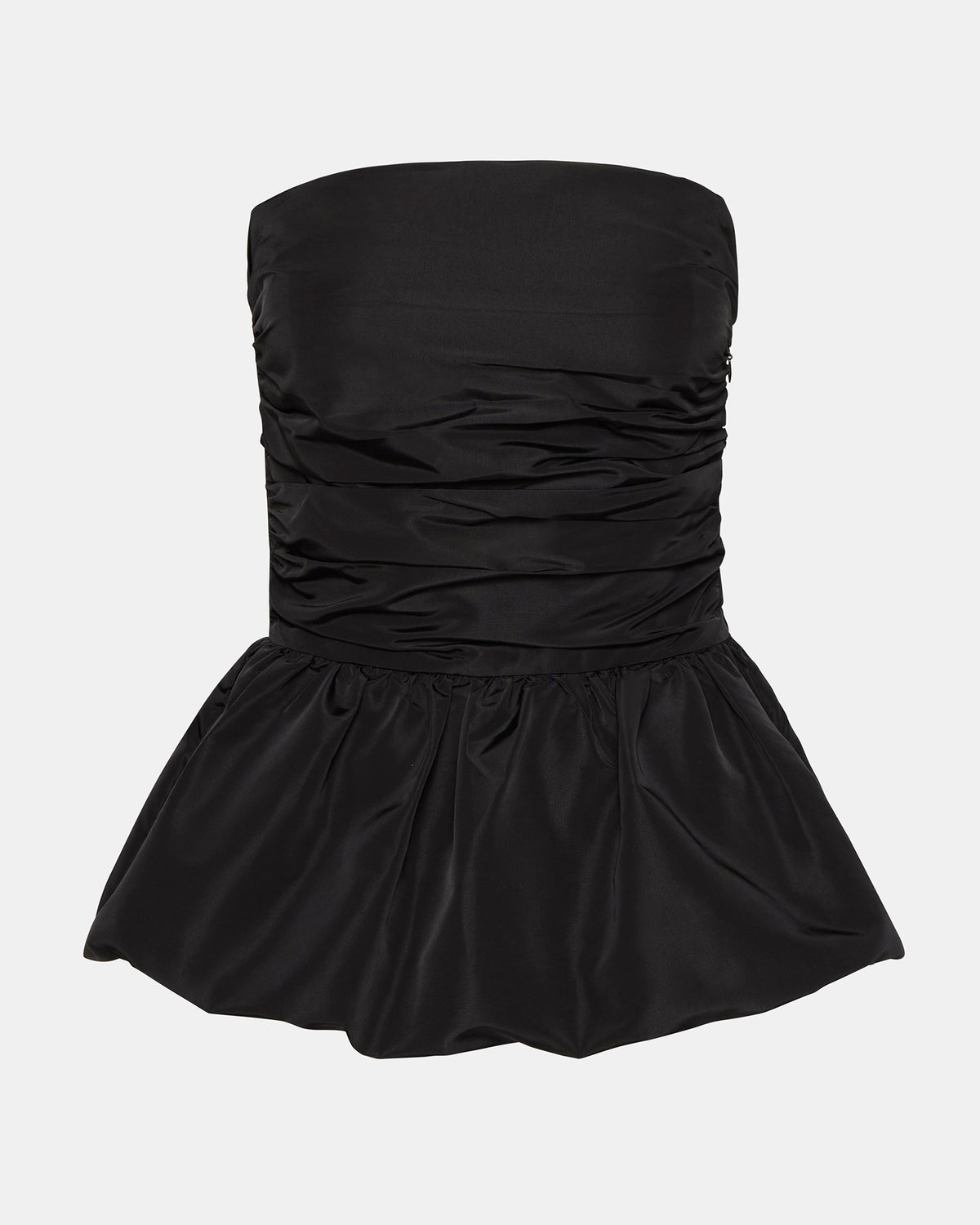 AMARI Top Black | Women's Bubble-Hem Taffeta Strapless Top