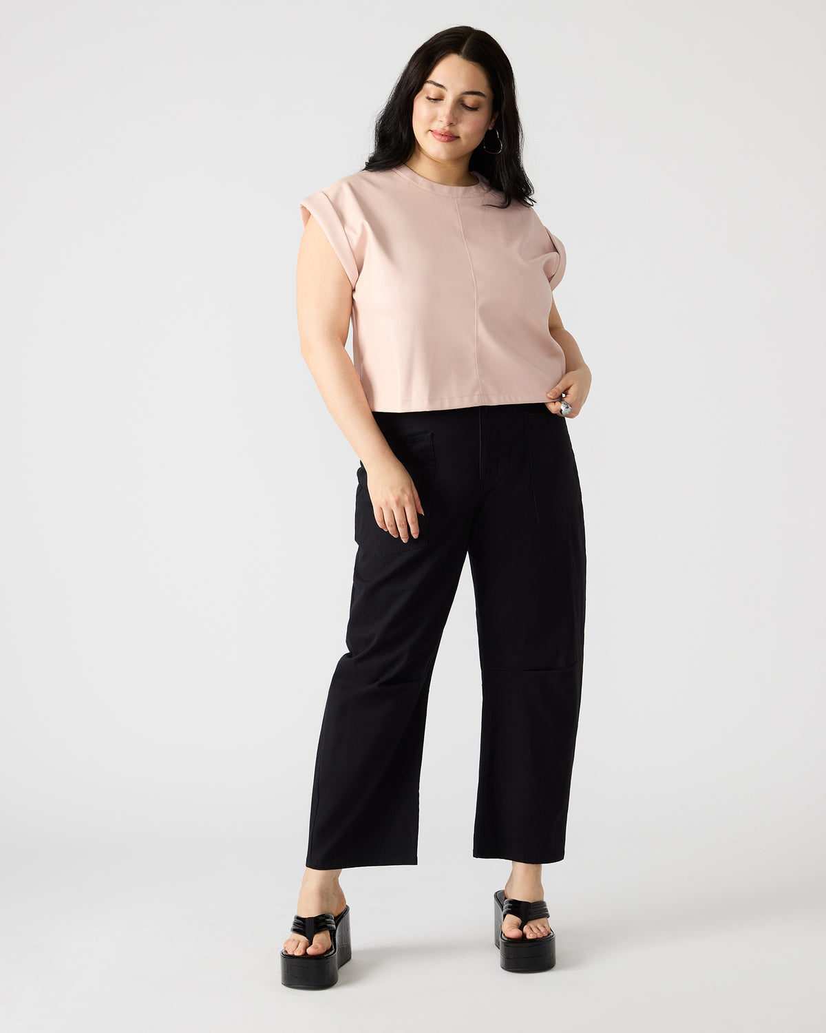 CAT Rose Women's Short-Sleeved Faux Leather Top