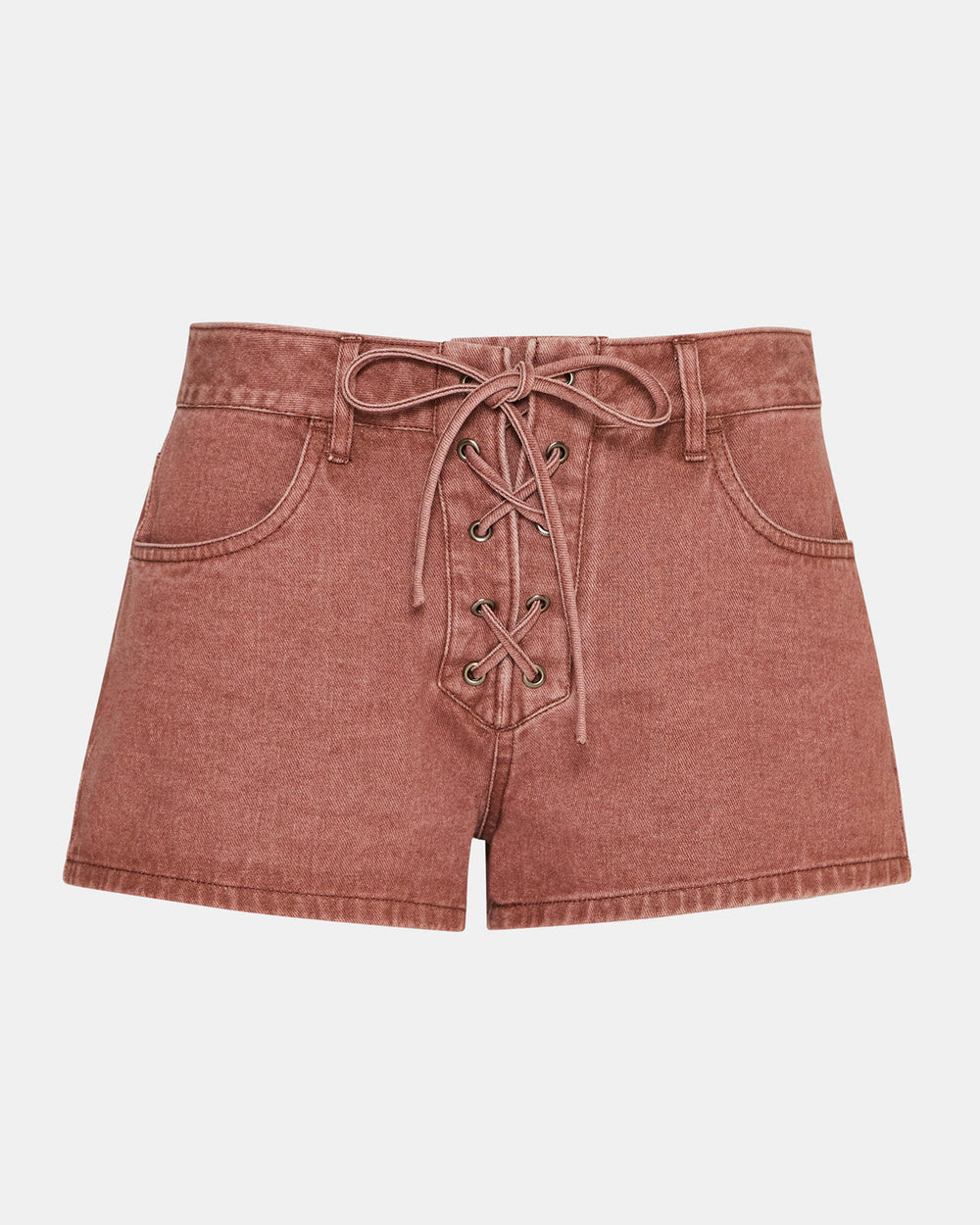 CALLISTO Rust Lace-Up Denim Women's Shorts