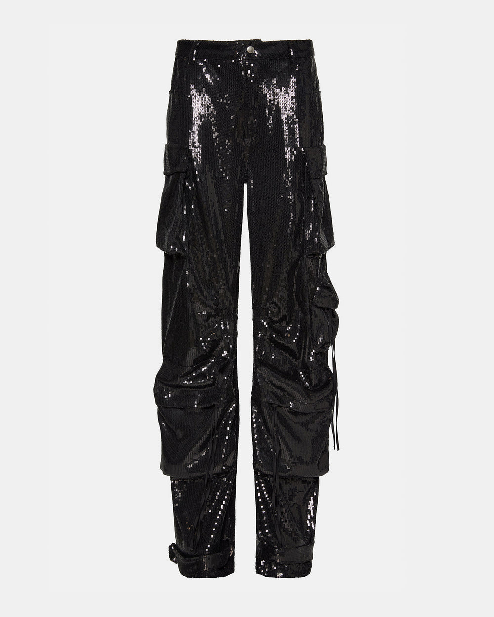 DUO Black Sequin Women's Utility Cargo Pants