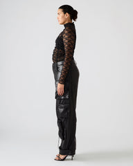 Vegan Leather Duo Black Women's Utility Cargo Pants