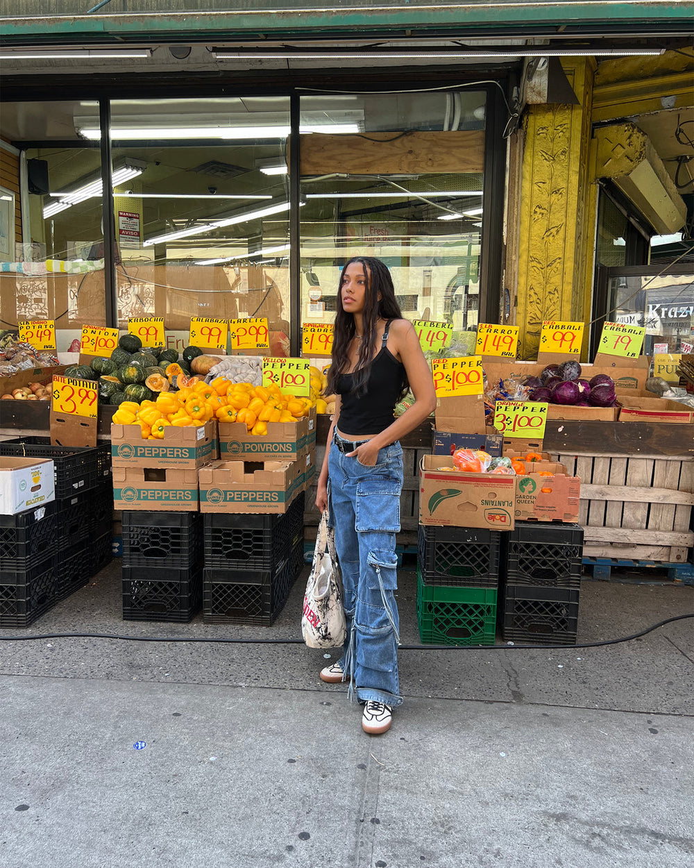 DUO Medium Denim Women's Utility Cargo Pants