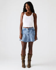 MELANY Forever Blue Denim Pleated Mini Women's Skirt