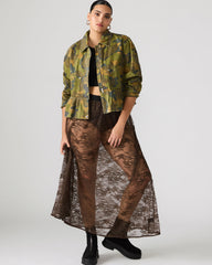 GISELA Dark Espresso Lace Mesh Maxi Women's Skirt