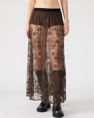 GISELA Dark Espresso Lace Mesh Maxi Women's Skirt