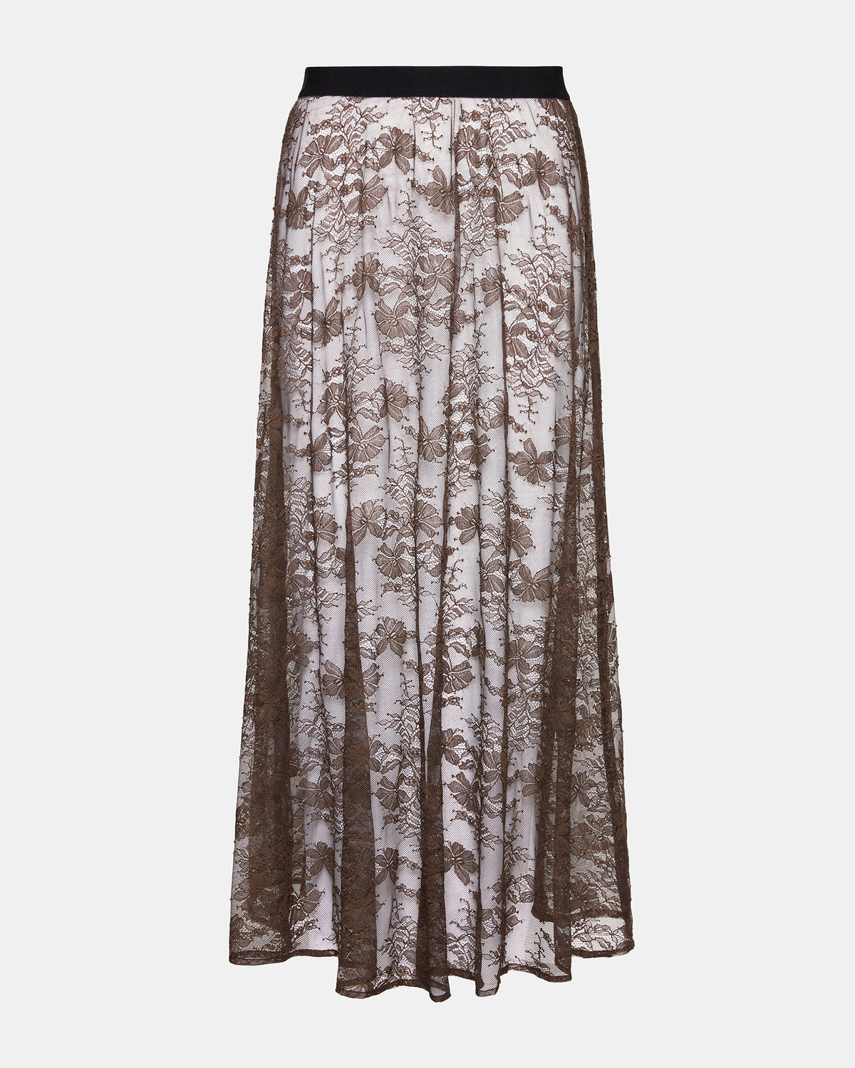 GISELA Dark Espresso Lace Mesh Maxi Women's Skirt