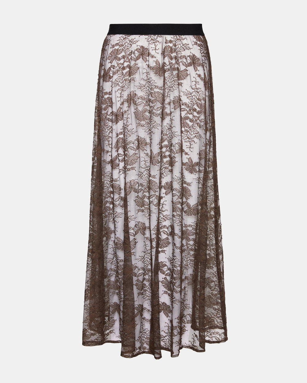 GISELA Dark Espresso Lace Mesh Maxi Women's Skirt