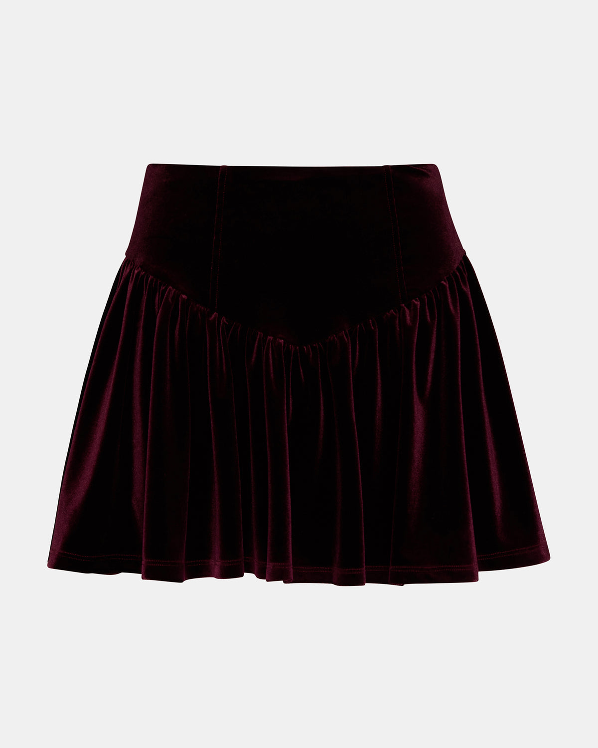 JAYLA Wine Flowy Velvet Women's Mini Skirt