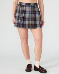 MARGO Brown Plaid Pleated Women's Mini Skirt