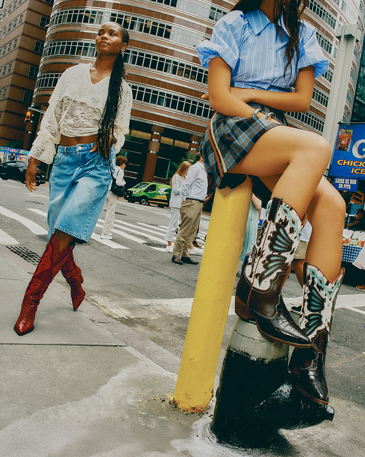 MARGO Brown Plaid Pleated Women's Mini Skirt