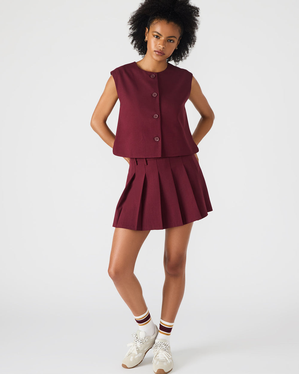 MARGO Wine Pleated Women's Mini Skirt