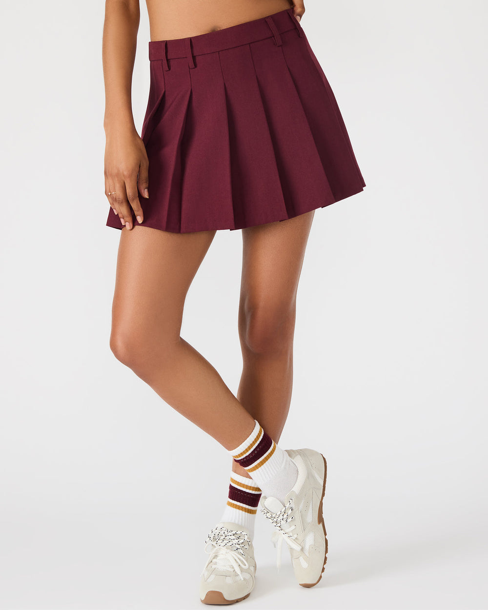 MARGO Wine Pleated Women's Mini Skirt