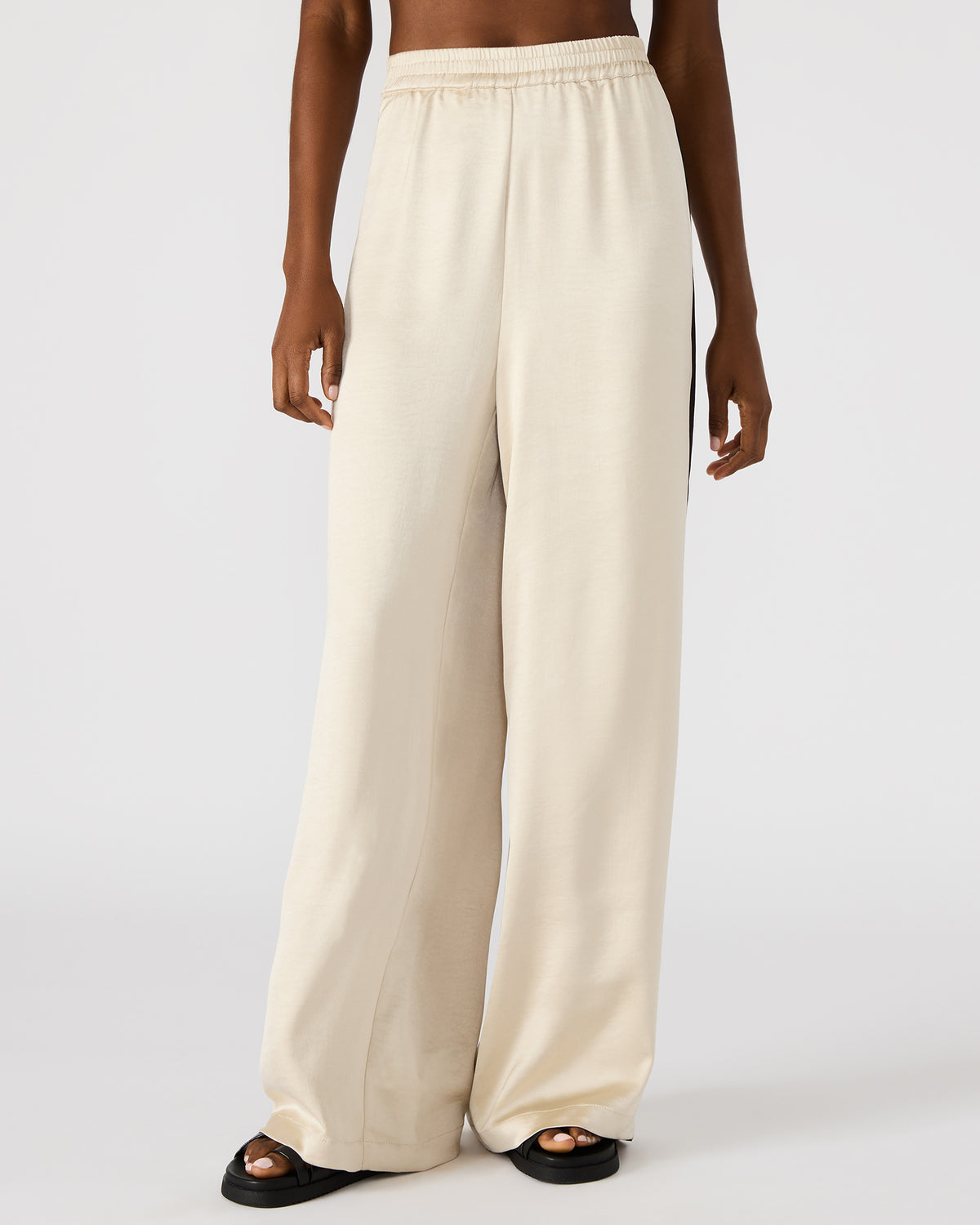 MOXIE Cream Pull-On Contrast Panel Straight Leg Women's Pant