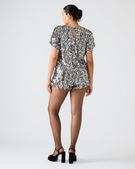 CELESTINE Silver Pull-On Embellished Sequin Women's Shorts