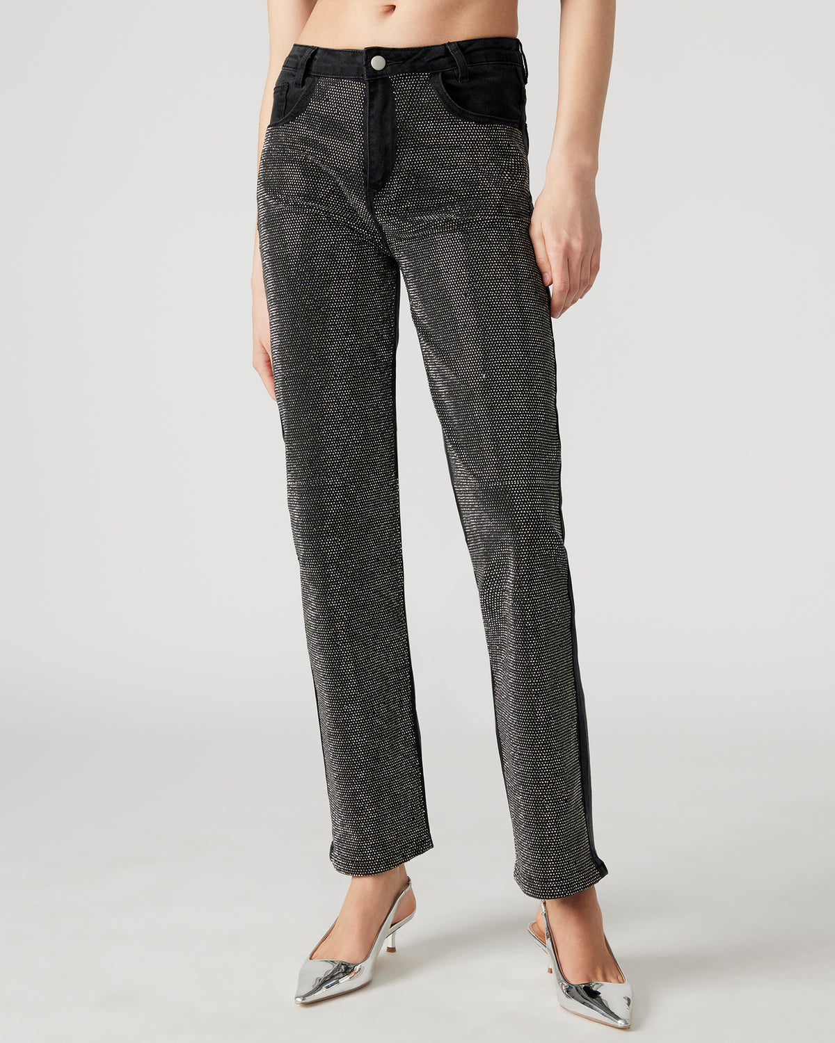 JESSE Black Women's Rhinestone Studded Jeans