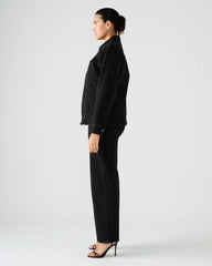 AVALINE Crystal Black Straight-Leg Rhinestone Embellished Denim Women's Jeans