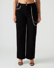 SWIFT Black Wide-Leg Denim Chain Women's Jean