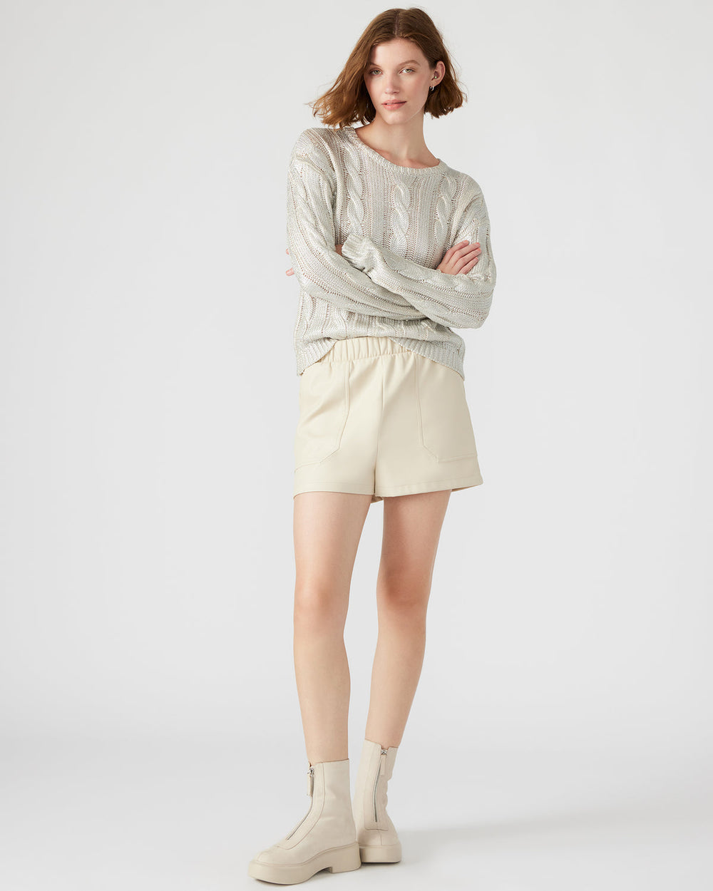FAUX THE RECORD Short Bone | Women's Faux Leather Short