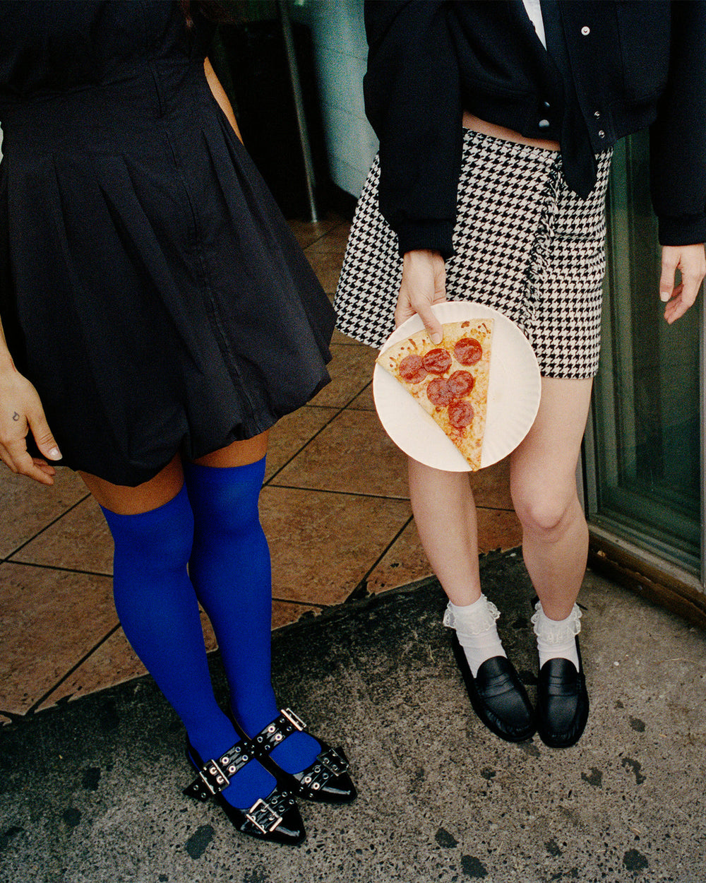 LEON Black/White Women's Wrap Mini Skirt