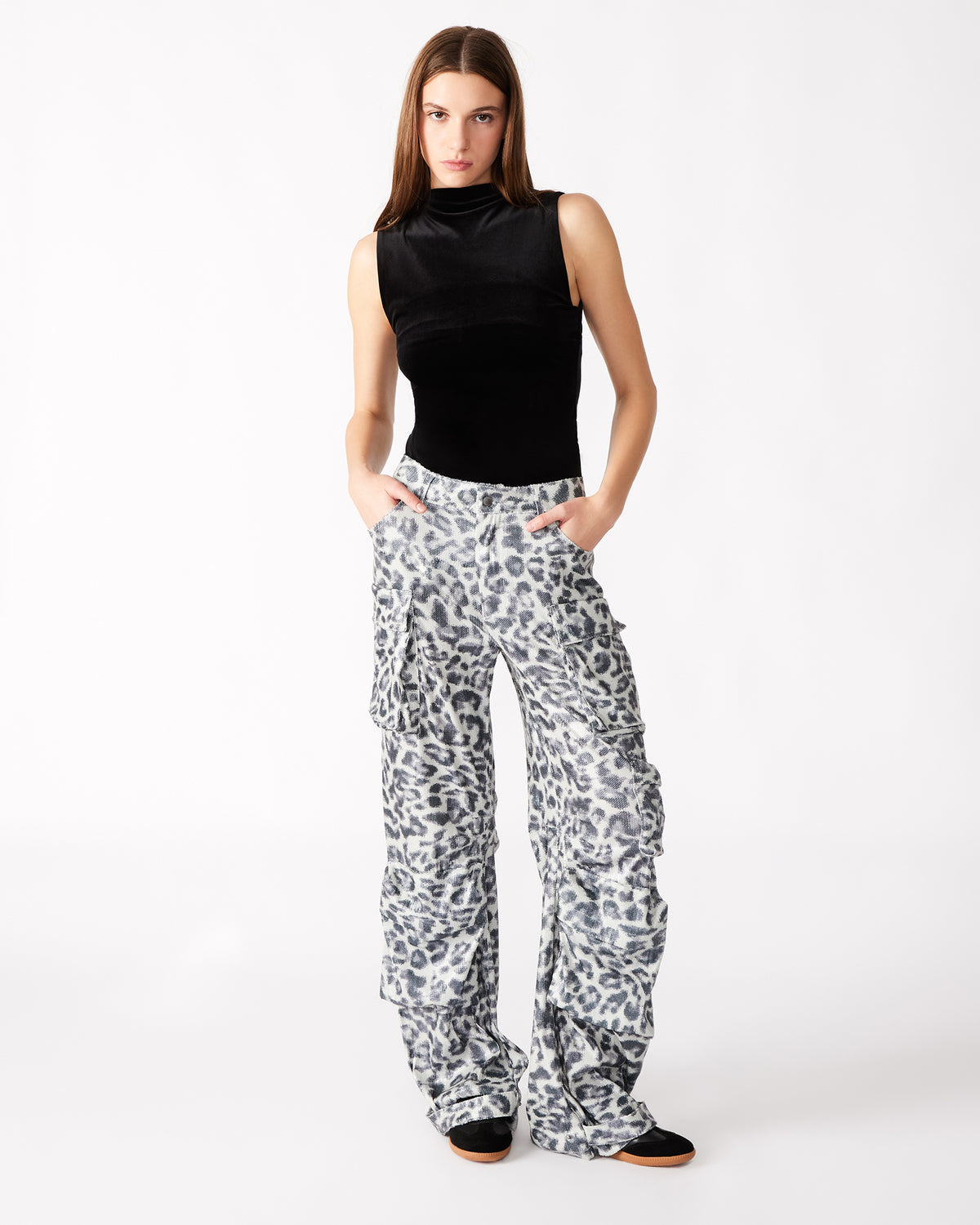 DUO Leopard Sequin Women's Utility Cargo Pants