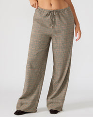 IDRA Brown Pull-On Tie-Front Cuffed Plaid Women's Pants