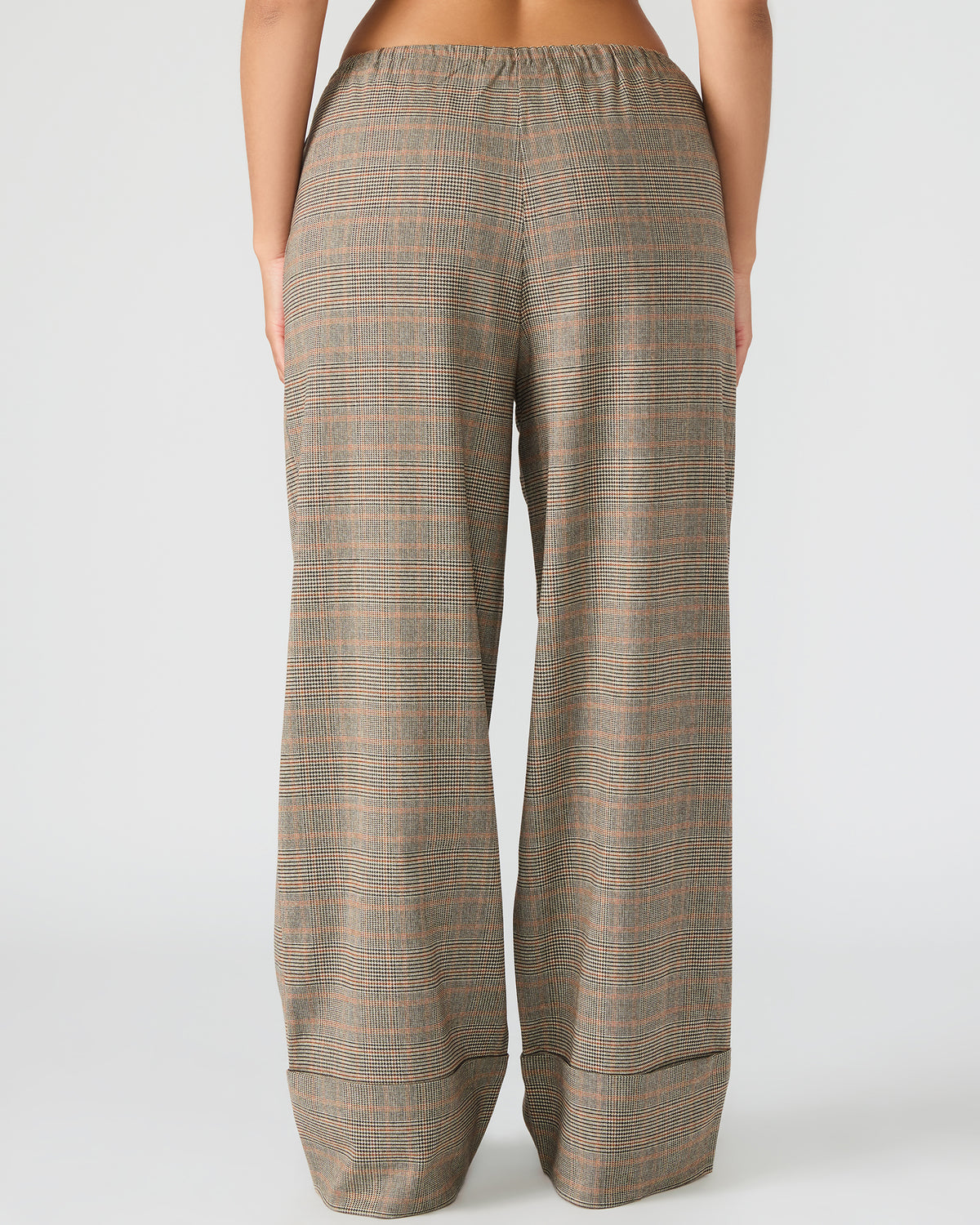 IDRA Brown Pull-On Tie-Front Cuffed Plaid Women's Pants