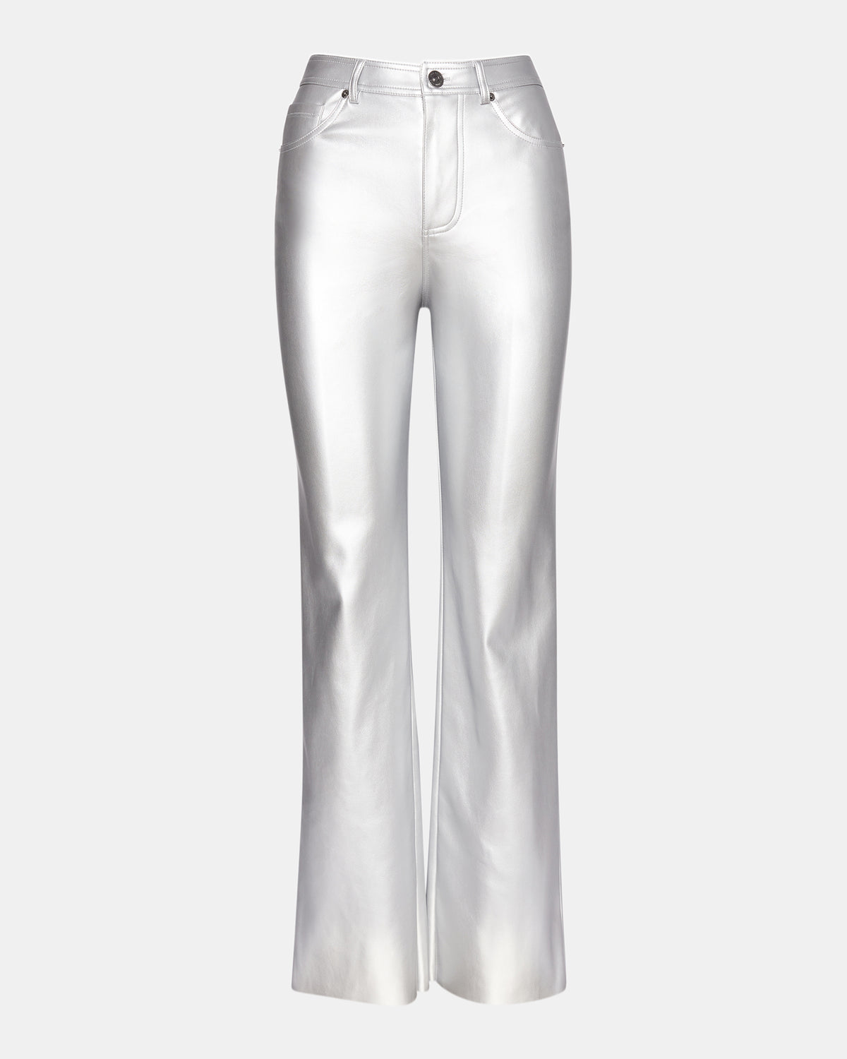 LOREN Pant Silver | Women's Faux Leather Straight Leg Pant