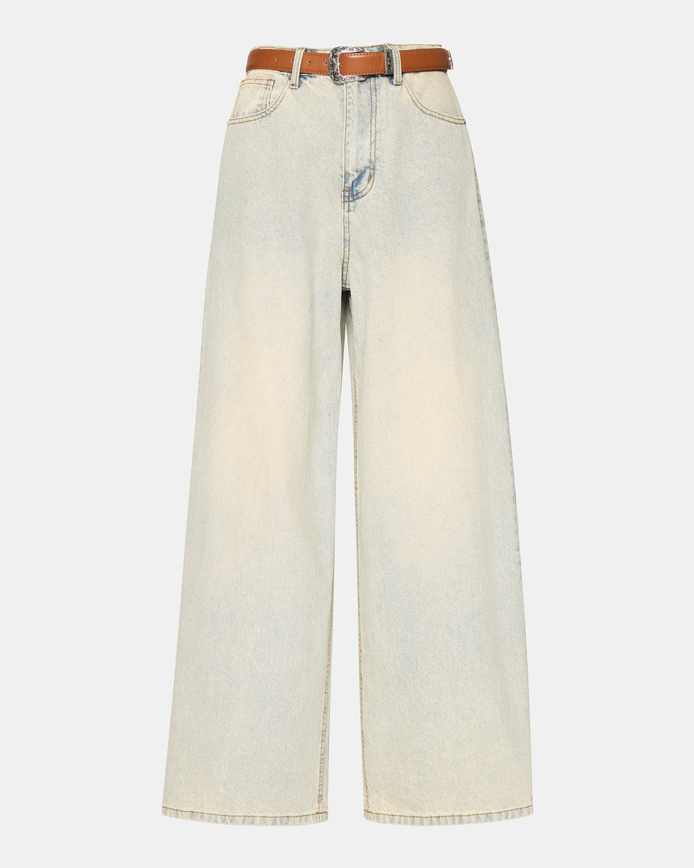 MAGNUS Women's Washed Denim Wide-Leg Jeans